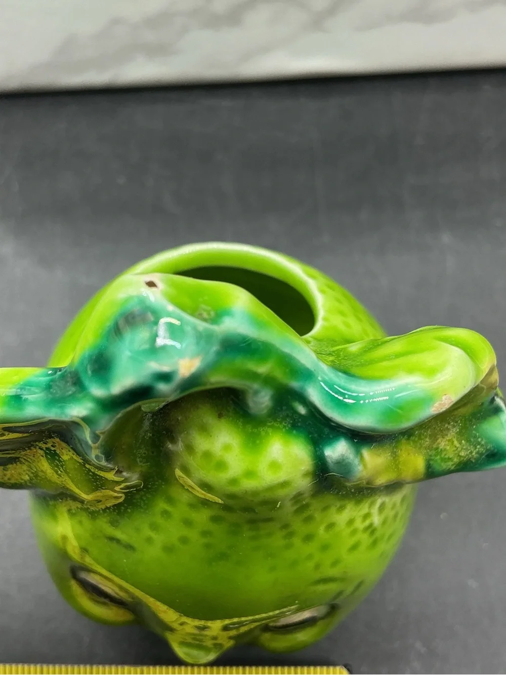 Enesco Glossy Lime Green Ceramic Fruit Toothpick Holder Anthropomorphic Vintage